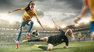 Woman playing football image